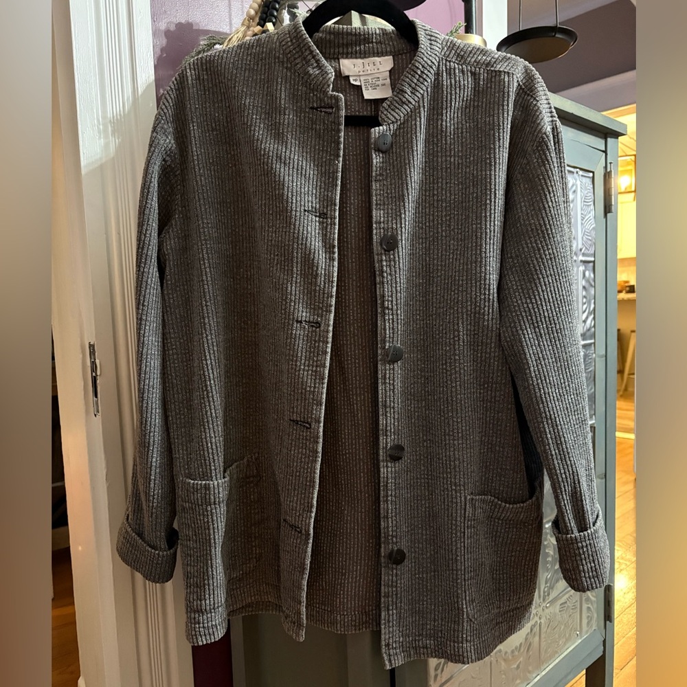 J. Jill Charcoal Textured Knit Cardigan